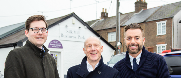 Image showing Principality Commercial colleagues with Joe Burns, Burns Acquisitions at the Silk Mill Business Park