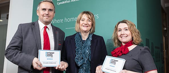 Image showing Andrew McGill (Branch Manager Queen Street), Julie-Ann Haines (Chief Customer Officer) and Natalie Iynham (Customer Consultant) celebrating the awards.